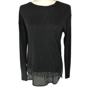 NWTS Halogen Sweater Chiffon Hem and Button Back Detail Size L